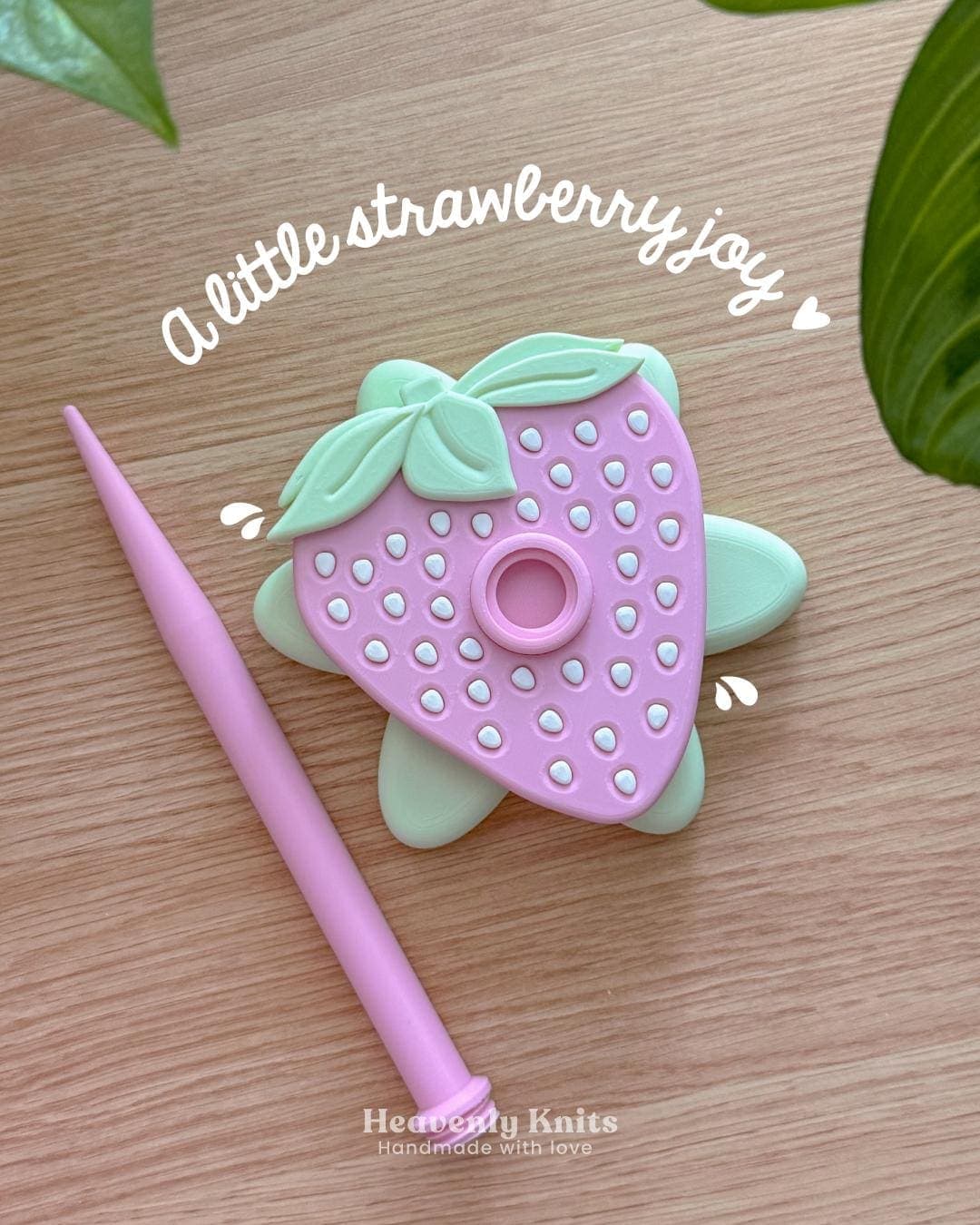 Strawberry Yarn Spinner, Handcrafted Detail
