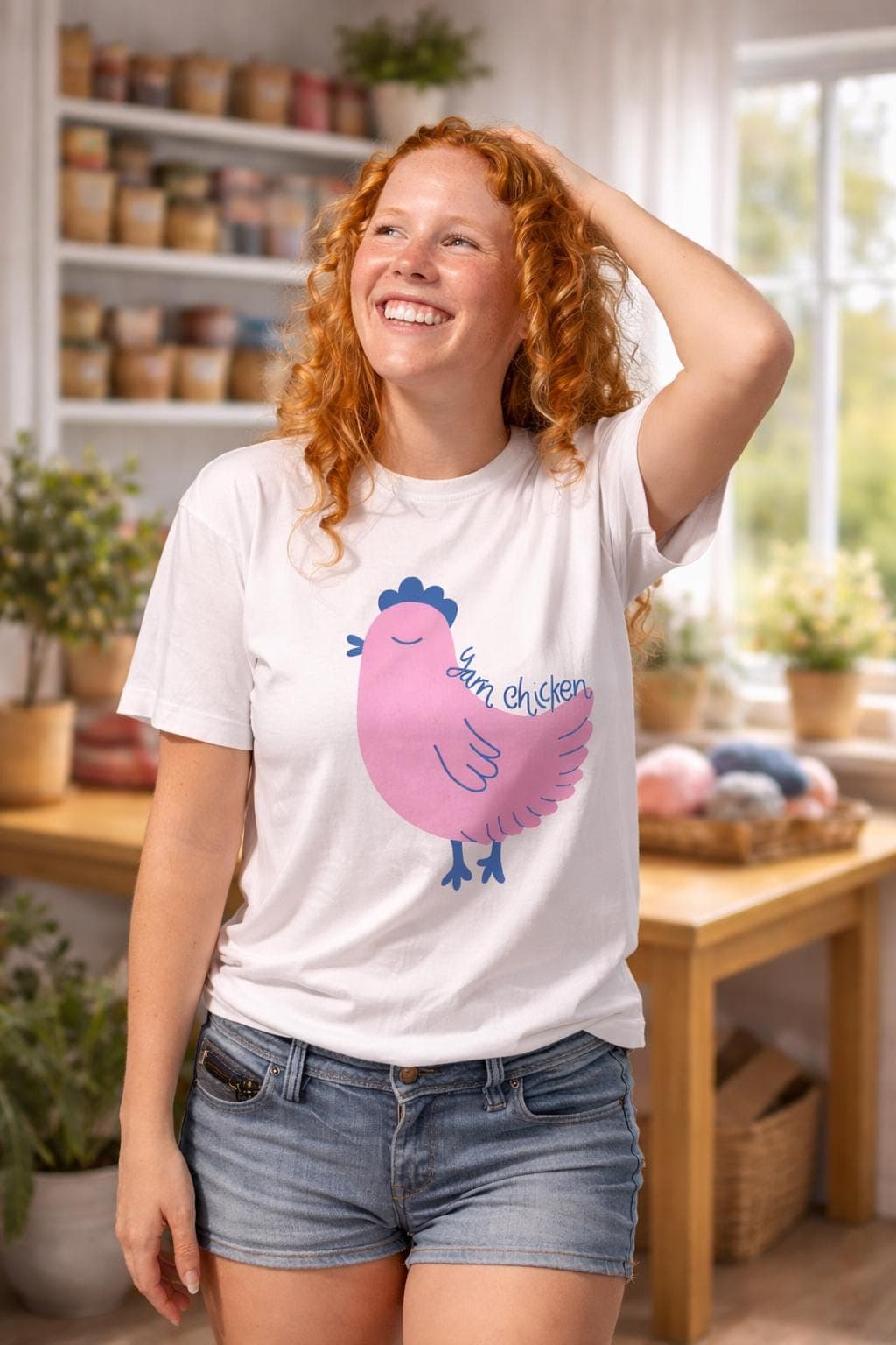 Yarn Chicken T-Shirt, Knitting Crochet Lover Tee, Funny Chicken Graphic
