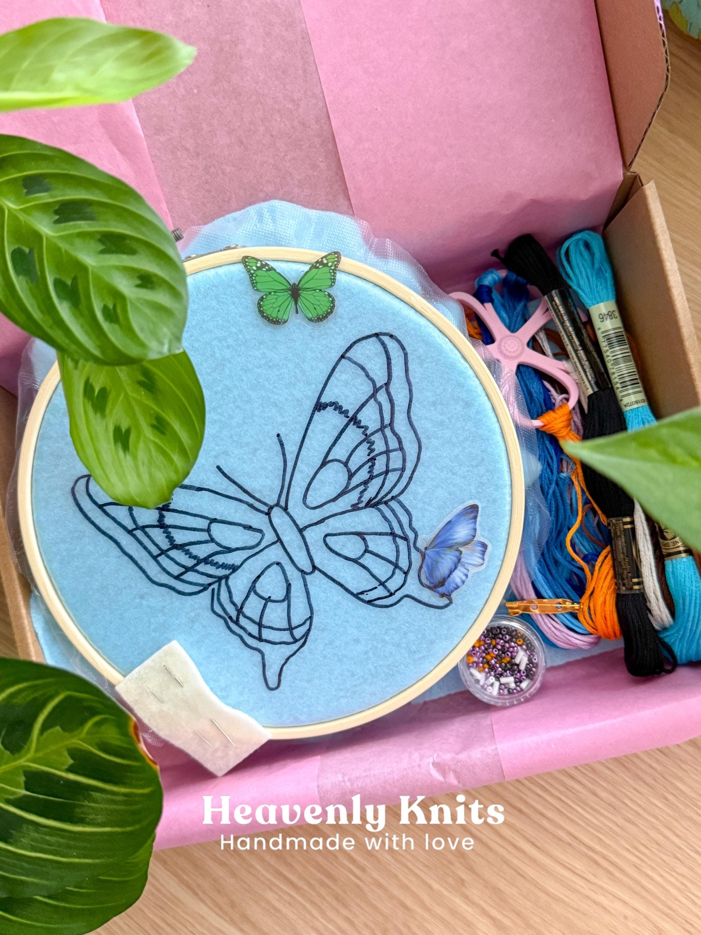 Embroidery Kit, Butterfly (Video Tutorial EN/ES)